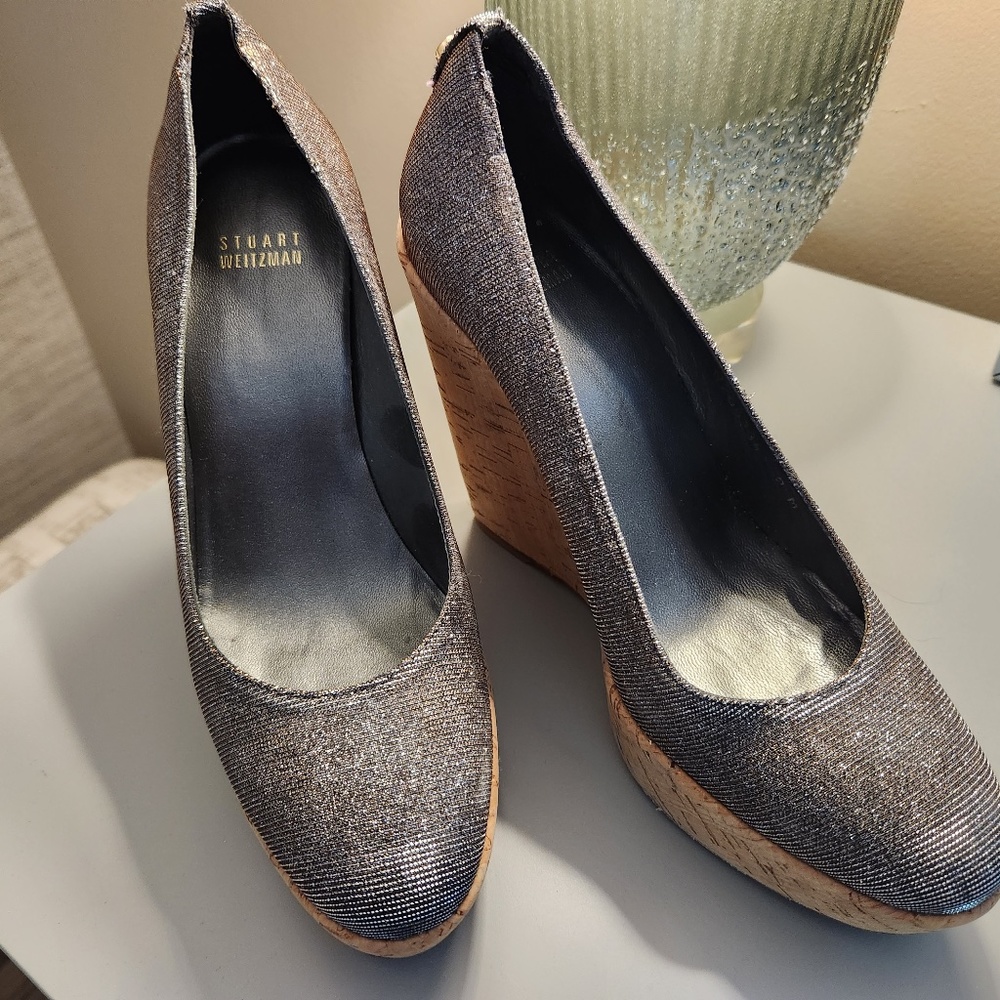 Stuart Weitzman Silvery Wedges